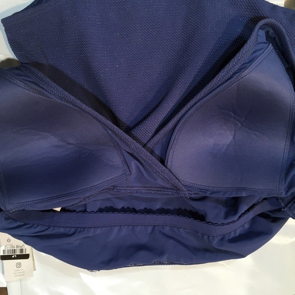 Lands End Tummy Control Metallic One Piece Swimsuit Womens XL 18 Blue UPF 50 - Picture 12 of 14